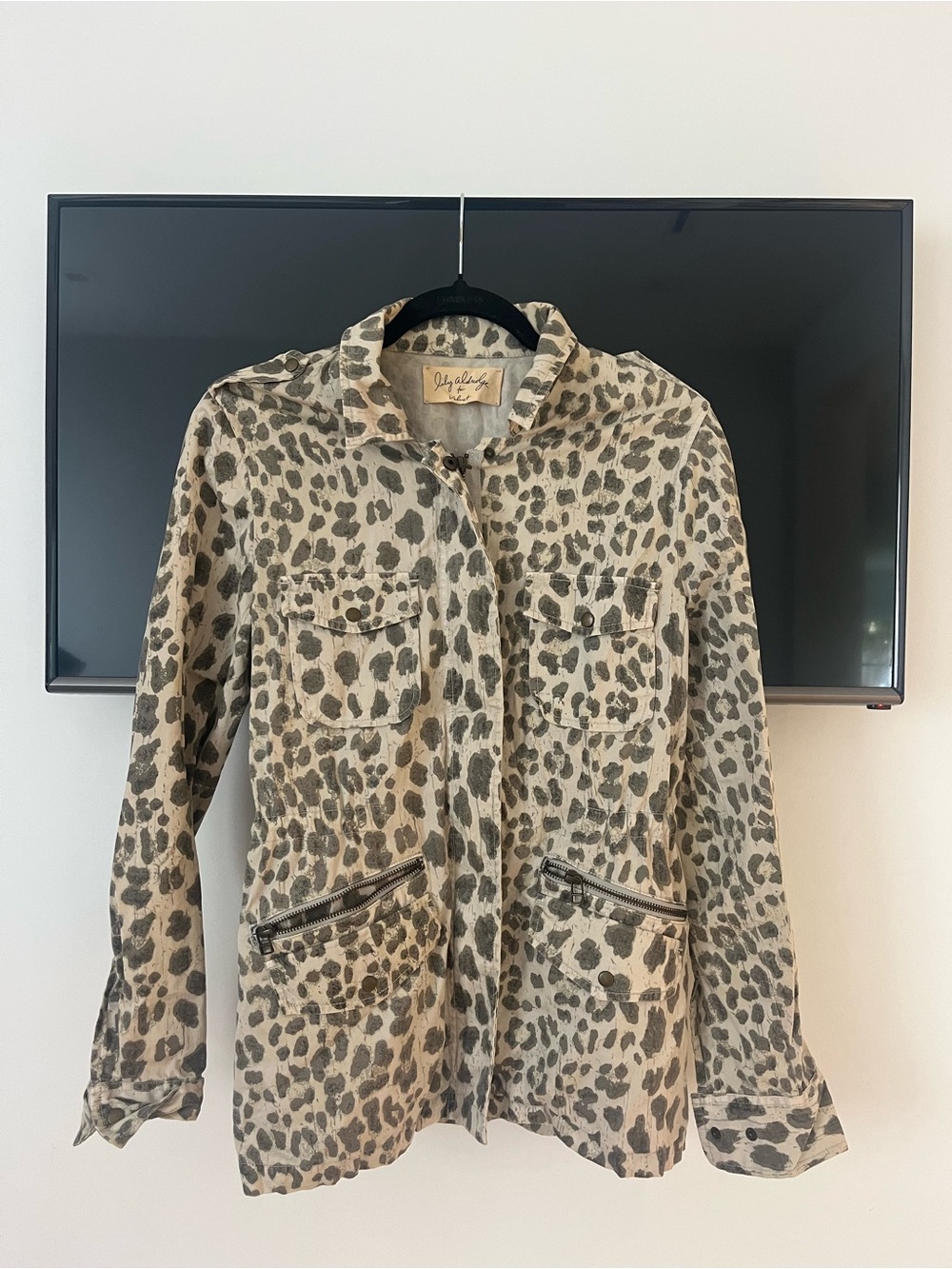 Beige Leopard Print Utility Jacket